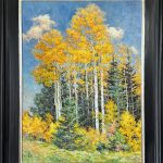 Daniel Mundy Aspens Near Santa Fe New Mexico fall autumn birch aspen landscape oil painting framed
