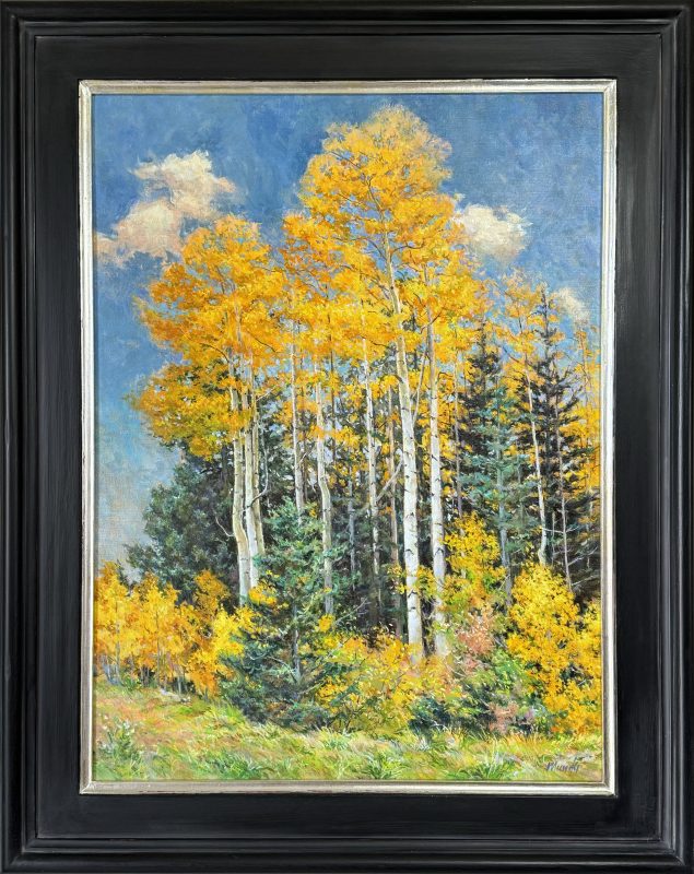 Daniel Mundy Aspens Near Santa Fe New Mexico fall autumn birch aspen landscape oil painting framed