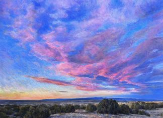 Daniel Mundy Bernalillo Overlook At Sunset moody sky skies New Mexico landscape oil painting