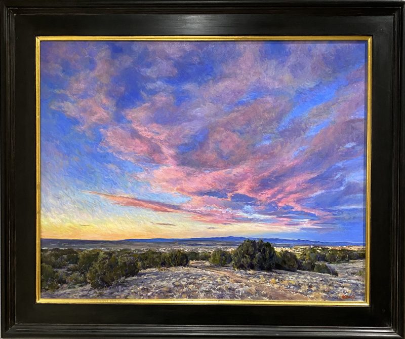 Daniel Mundy Bernalillo Overlook At Sunset moody sky skies New Mexico landscape oil painting framed