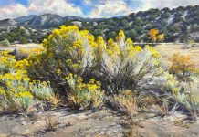 Daniel Mundy Fall Chamisa Near Taos western landscape oil painting New Mexico
