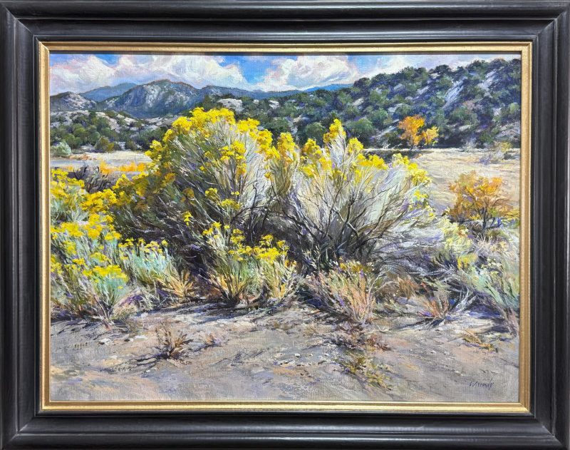Daniel Mundy Fall Chamisa Near Taos western landscape oil painting New Mexico framed