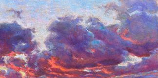 Daniel Mundy Monsoon Crimson Light sunset clouds western landscape oil painting