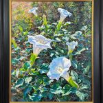 Daniel Mundy Moonflowers Sacred Datura floral flower landscape oil painting framed