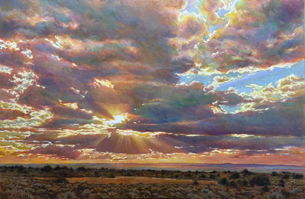 Daniel Mundy Then The Sun Broke Through sunrise sunset clouds landscape oil painting god