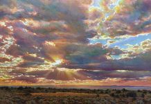 Daniel Mundy Then The Sun Broke Through sunrise sunset clouds landscape oil painting god