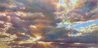 Daniel Mundy Then The Sun Broke Through sunrise sunset clouds landscape oil painting god