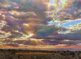 Daniel Mundy Then The Sun Broke Through sunrise sunset clouds landscape oil painting god