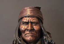 Ed Natiya Geronimo Native American Indian chief warrior suspect criminal vigilante western bronze sculpture