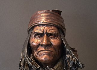 Ed Natiya Geronimo Native American Indian chief warrior suspect criminal vigilante western bronze sculpture