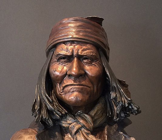 Ed Natiya Geronimo Native American Indian chief warrior suspect criminal vigilante western bronze sculpture