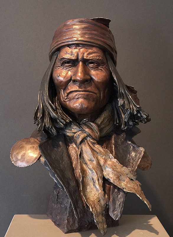 Ed Natiya Geronimo Native American Indian chief warrior suspect criminal vigilante western bronze sculpture