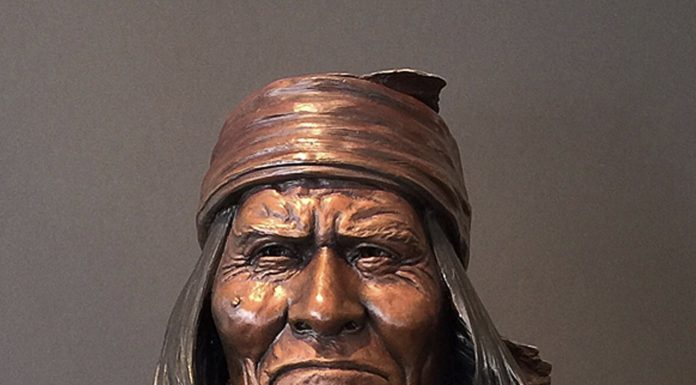 Ed Natiya Geronimo Native American Indian chief warrior suspect criminal vigilante western bronze sculpture