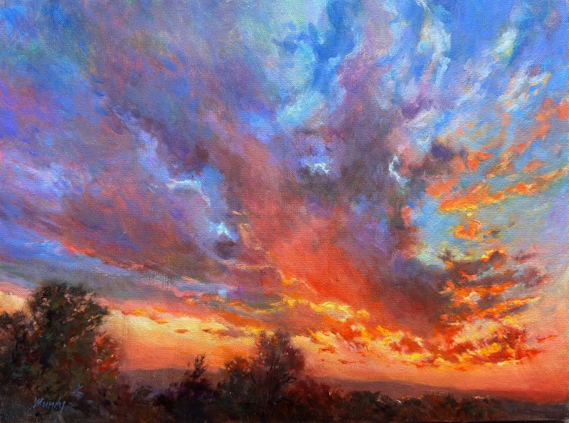 Daniel Mundy Monsoon Sunset Rising clouds western landscape oil painting