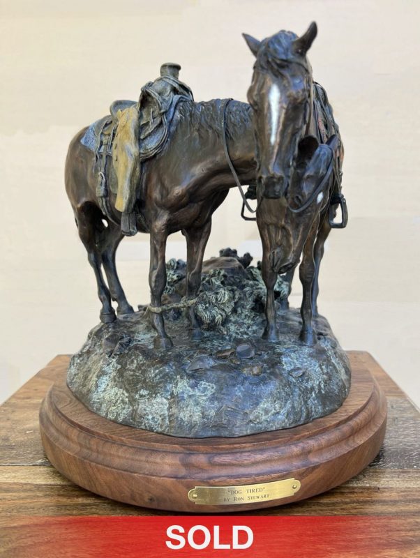 Ron Stewart Dog Tired horses equine western bronze sculpture heard dog sold