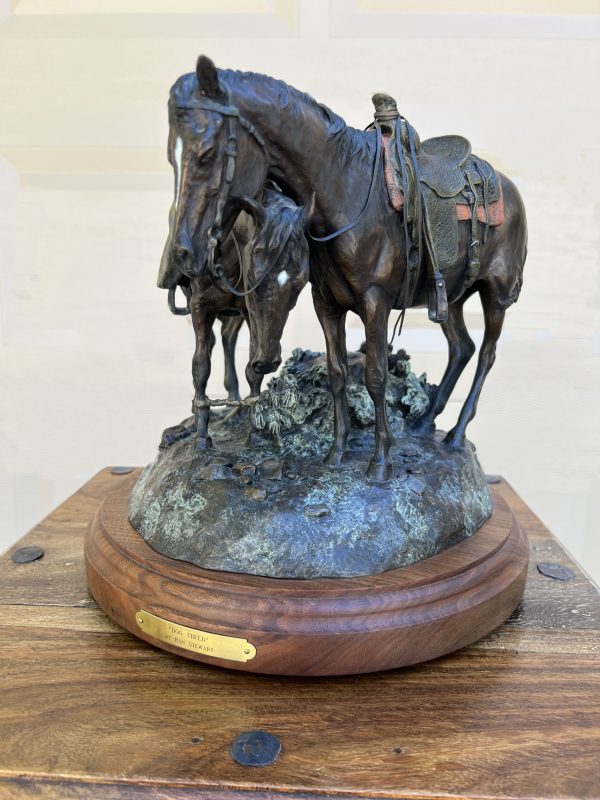 Ron Stewart Dog Tired horses equine western bronze sculpture heard dog front