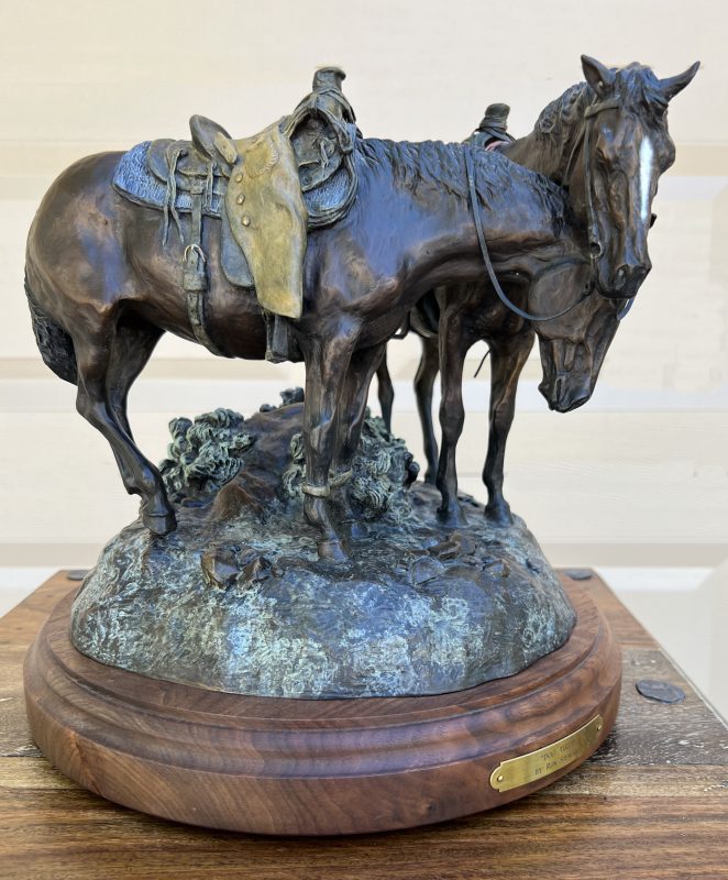 Ron Stewart Dog Tired horses equine western bronze sculpture heard dog side