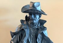 Bill Nebeker Longing For Home cowboy warrior fighter lawman ranger western bronze sculpture cropped