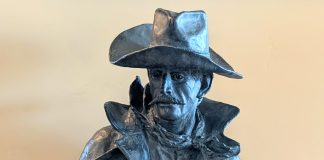 Bill Nebeker Longing For Home cowboy warrior fighter lawman ranger western bronze sculpture cropped