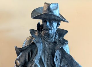 Bill Nebeker Longing For Home cowboy warrior fighter lawman ranger western bronze sculpture cropped