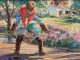 Corinne Hartley Leap Frog boys playing flowers impressionist impressionistic figure figurative oil painting