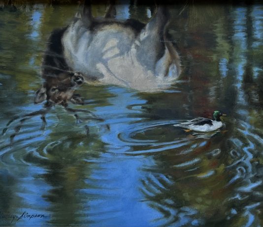 Rogue Simpson Passing Fancy elk duck drake wildlife oil painting