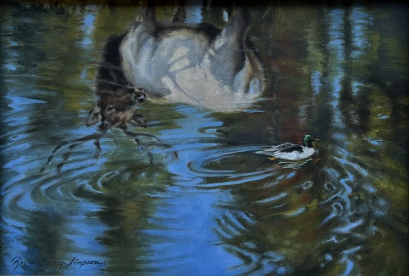 Rogue Simpson Passing Fancy elk duck drake wildlife oil painting