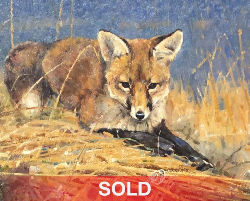 Luke Frazier The Attentive One fox butterfly wildlife oil painting sold