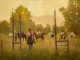 Richard D. Thomas Daybreak cowboy cattle ranch farm horses cowboy western oil painting