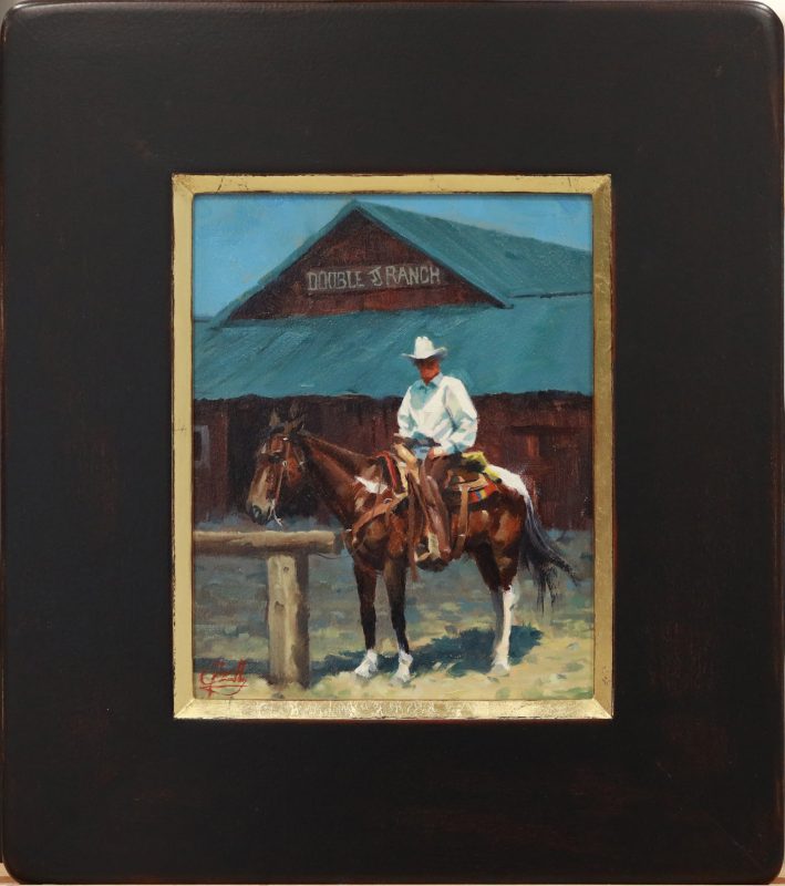 Jim Connelly Night Shift Double JJ Ranch farm cowboy horse western oil painting framed