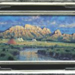 Randy Van Beek Blackfeet Along The Front Native American Indian tee pee tipi river mountains western landscape oil painting framed