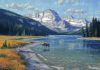 Randy Van Beek Resident Of Swift Current Lake moose wildlife oil painting Glacier National Park Montana