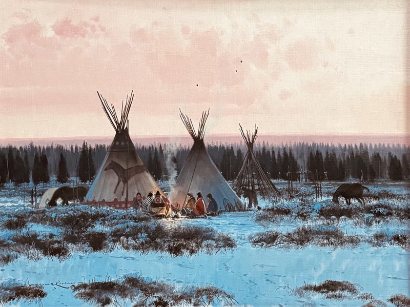 Nicholas Coleman Winter Camp Near Currant Creek Native American Indian western oil painting tee pee tipi