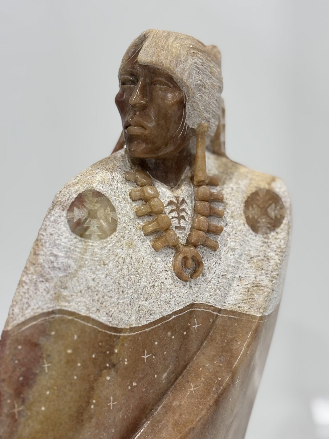 Alvin Marshall Shaman Native American Indian stone alabaster sculpture western close up