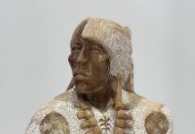 Alvin Marshall Shaman Native American Indian stone alabaster sculpture western close up