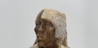 Alvin Marshall Shaman Native American Indian stone alabaster sculpture western close up