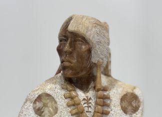 Alvin Marshall Shaman Native American Indian stone alabaster sculpture western close up