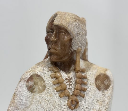 Alvin Marshall Shaman Native American Indian stone alabaster sculpture western close up
