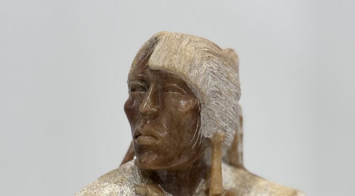 Alvin Marshall Shaman Native American Indian stone alabaster sculpture western close up