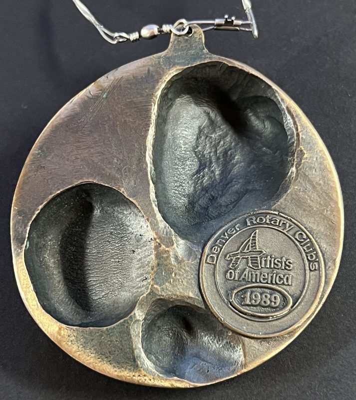 Allan Houser medallion Native American Indian drummer Artists of America 1989 Denver Rotary Club western bronze back