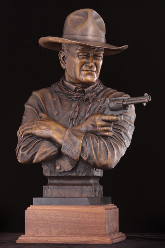 Michael Trcic Out Here A Man Solves His Own Problems John Wayne cowboy pistol firearm gun western bronze sculpture