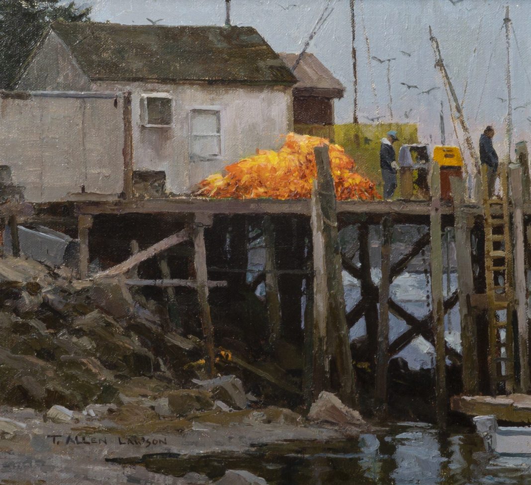 T. Allen Lawson Port Clyde Buoy fishing harbor dock lake Atlantic Ocean seascape landscape oil painting
