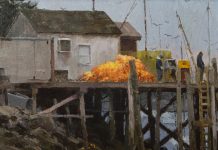 T. Allen Lawson Port Clyde Buoy fishing harbor dock lake Atlantic Ocean seascape landscape oil painting