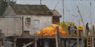 T. Allen Lawson Port Clyde Buoy fishing harbor dock lake Atlantic Ocean seascape landscape oil painting