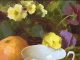 Daniel Keys Still Life fruit orange tea cup flower stillife oil painting