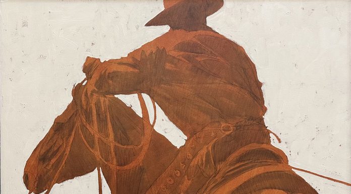 “Diggin’ In” Duke Beardsley Duke Beardsley Diggin' In cowboy horse western oil painting