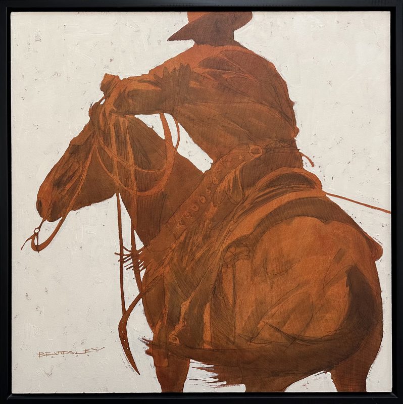 Duke Beardsley Diggin' In cowboy horse western oil painting framed