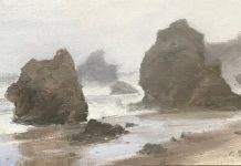 Frank Serrano El Matador Mist seascape ocean crashing waves coastline beach surf landscape oil painting