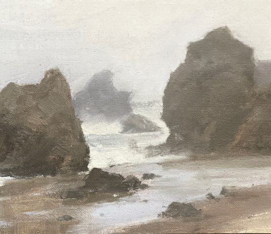 Frank Serrano El Matador Mist seascape ocean crashing waves coastline beach surf landscape oil painting