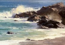 Frank Serrano Pacific Coast Study seascape ocean crashing waves coastline beach surf landscape oil painting